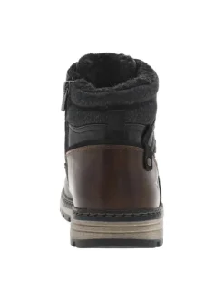 Bottines noires à talon plat pourvues d'une fermeture zippée et de lacets