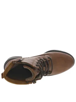 Bottines noisette à talon décroché moyen et à lacets et zip latéral