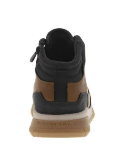 Bottines noisette à talon plat avec lacets ronds et zip latéral