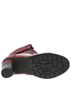 Bottines rouges à talon décroché haut avec un zip et des lacets ronds
