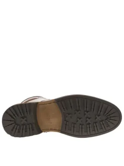 Bottines tan en cuir à talon décroché bas avec des lacets et un zip latéral