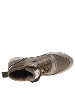 Bottines taupe compensées, à lacets et zip latéral intérieur doublé