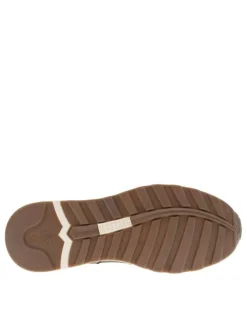 Bottines taupe plates, à zip et lacets ronds marque intégrée dans le quartier