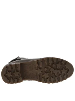 Bottines taupe à talon décroché bas avec des lacets plats et un zip