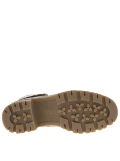 Bottines taupe à talon décroché moyen avec une doublure en fausse fourrure