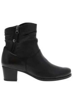 Bottines zippées en cuir souple noir à semelle adhérente et talon décroché bas