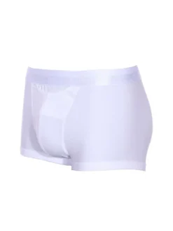 Boxer classique blanc Ho1 avec logo autour de la taille élastiquée coupe ouverte