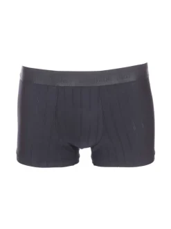 Boxer classique Chic noir à rayures avec logo brodé sur la taille élastiquée