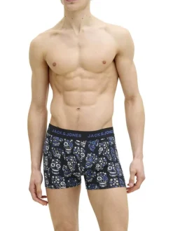 Boxer classique en coton biologique noir à motifs avec une taille élastiquée