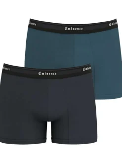 Boxer classique en coton gris et bleu uni avec une coupe près du corps