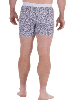 Boxer classique en coton marine fleuri avec une coupe fermée