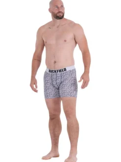 Boxer classique en coton marine fleuri avec une coupe fermée