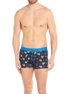 Boxer classique en coton marine imprimé coqs blancs et bleus