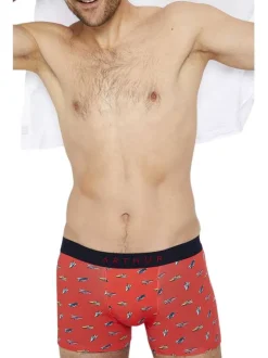 Boxer classique en coton rouge imprimé baskets all over avec taille élastiquée