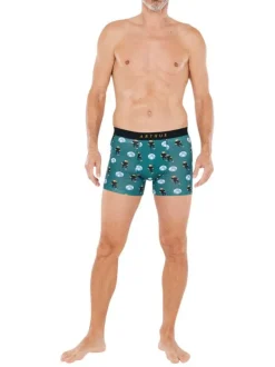Boxer classique en coton sapin imprimé ours footballer