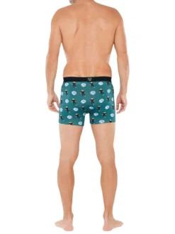 Boxer classique en coton sapin imprimé ours footballer