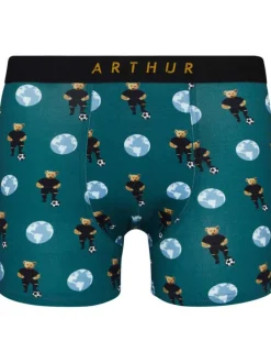 Boxer classique en coton sapin imprimé ours footballer