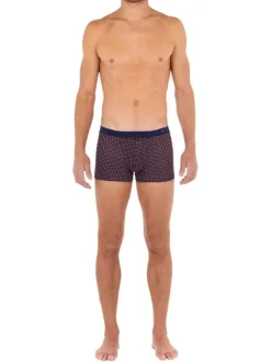 Boxer classique Figari marine à imprimé géométrique blanc et rouge coupe ouverte