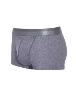 Boxer classique Ho1 gris chiné avec logo au niveau de la taille élastiquée coupe ouverte
