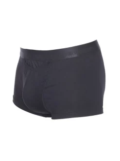 Boxer classique Ho1 noir avec logo autour de la taille élastiquée coupe ouverte