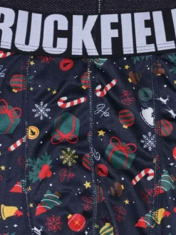 Boxer classique marine avec des motifs une coupe fermée et une taille élastiquée