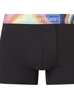 Boxer classique noir à bande élastiquée multicolore délavée et à logo