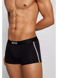 Boxer classique noir en coton uni avec logo imprimé