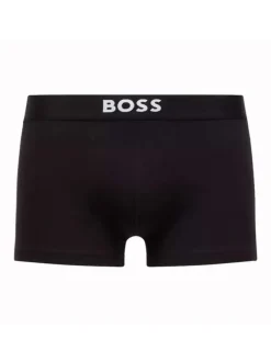 Boxer classique noir en coton uni avec logo imprimé