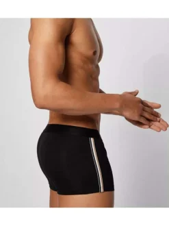 Boxer classique noir en coton uni avec logo imprimé