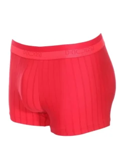 Boxer classique rouge Chic avec rayures et logo brodé sur la taille élastiquée