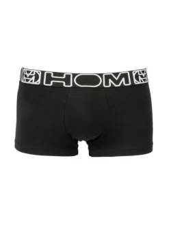 Boxer coupe courte Bertrand en coton noir avec gros logo autour de la taille élastiquée