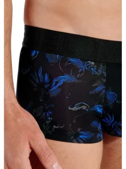Boxer court noir imprimé avec une taille élastiquée et une coupe fermée