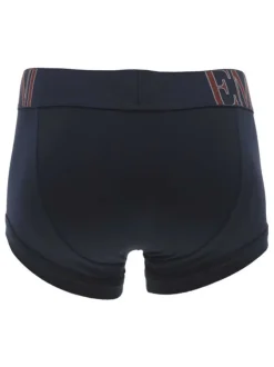Boxer Emporio Armani marine en coton stretch uni à ceinture logotypée rouge
