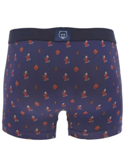 Boxer en coton marine imprimé avec une coupe ajusté et une taille élastiquée