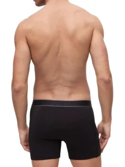 Boxer en coton noir uni avec coupe fermée et une ceinture élastiquée