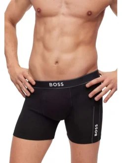Boxer en coton noir uni avec coupe fermée et une ceinture élastiquée