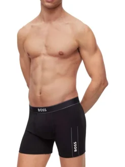 Boxer en coton noir uni avec coupe fermée et une ceinture élastiquée