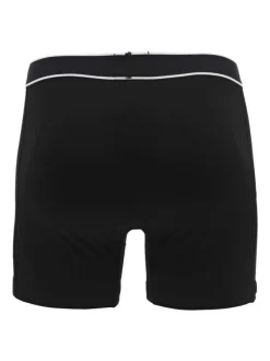 Boxer long en coton noir uni avec taille élastiquée et nom de la marque