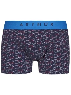 Boxer marine fantaisie en coton moulant