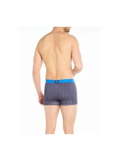 Boxer marine fantaisie en coton moulant