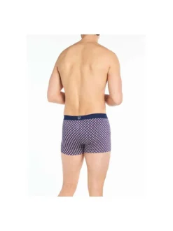 Boxer marine fantaisie en coton moulant