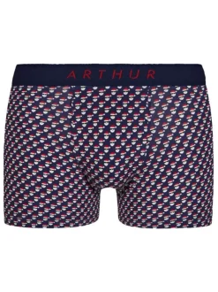 Boxer marine fantaisie en coton moulant