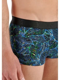 Boxer marine imprimer feuille avec une coupe fermée et logo imprimé