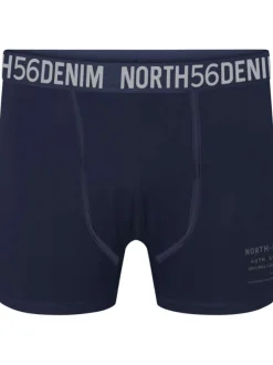 Boxer marine uni avec une bande élastiquée brodée à la taille