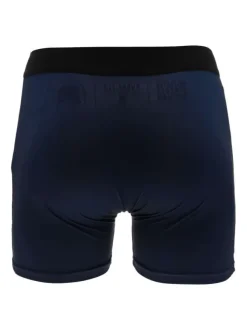 Boxer marine uni avec une coupe fermée et une taille élastiquée