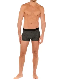 Boxer noir avec une coupe fermée et imprimé géométrique