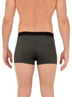 Boxer noir avec une coupe fermée et imprimé géométrique