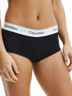 Boxer noir en coton avec taille élastiquée blanche