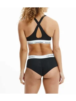 Boxer noir en coton avec taille élastiquée blanche