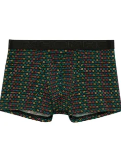 Boxer noir imprimé géométrique à coupe fermée et ceinture élastiquée